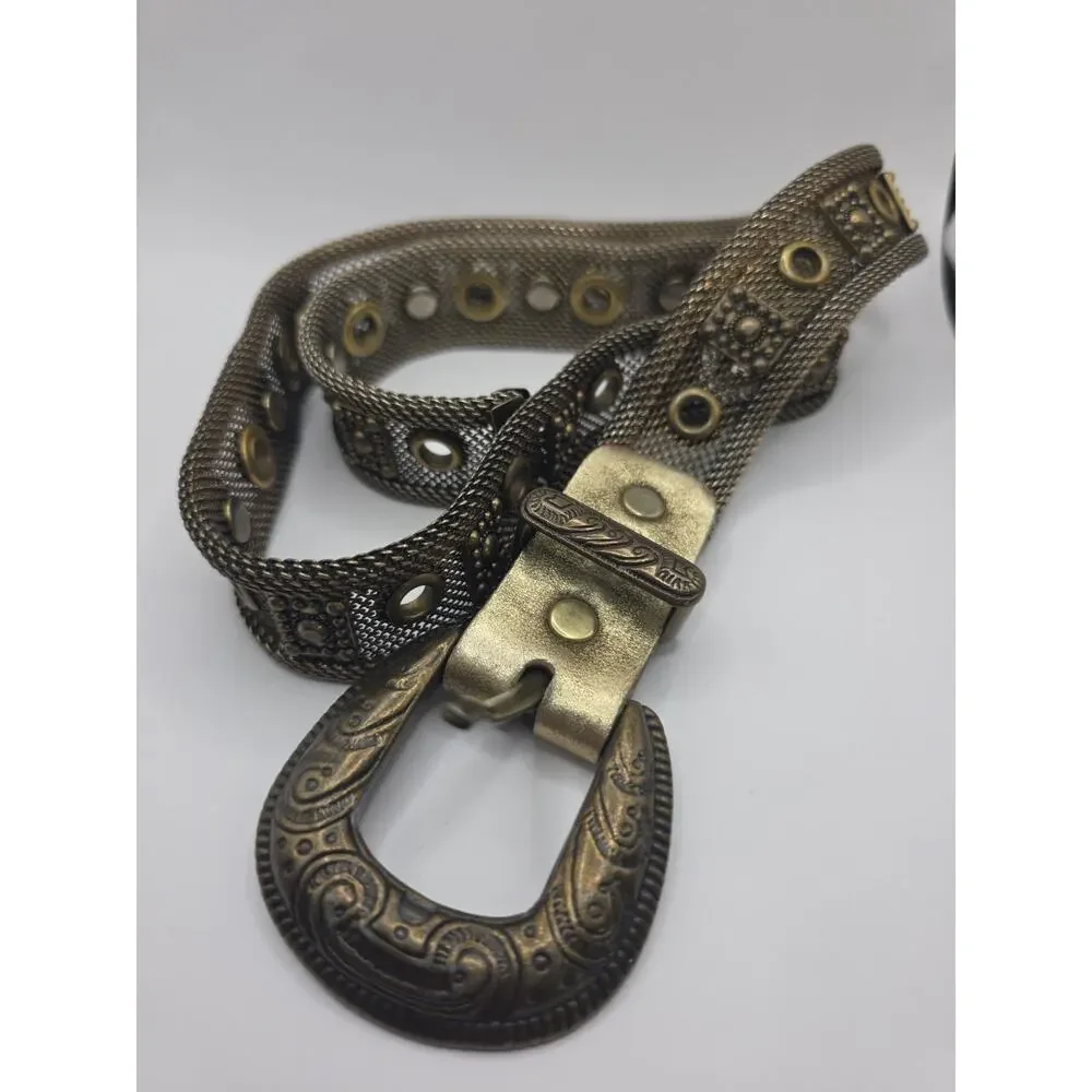 Vintage Sand Castle USA Gold Tone Metal Belt